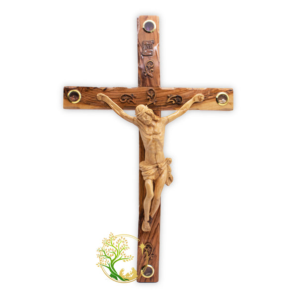Large wall hanging decorative crucifix | Holy Land Olive wood wall cross | housewarming or weddings religious gift