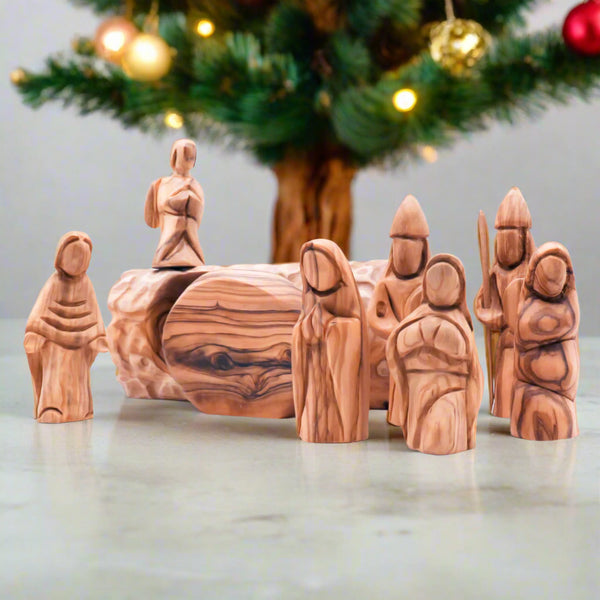 He Is Risen Easter Scene | Empty Tomb Christian Decor | Resurrection Cross | Handmade Olive Wood from the Holy Land | Easter Religious Art