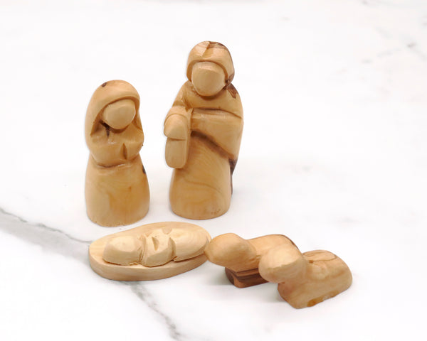 Handcrafted Nativity Figurine Set | Mary, Joseph, Baby Jesus, and Two Sheep | Unique Christmas Decor | Perfect Gift for the Holidays