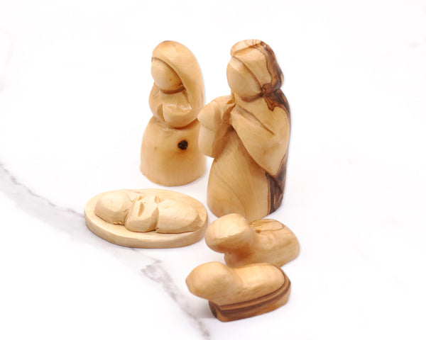 Handcrafted Nativity Figurine Set | Mary, Joseph, Baby Jesus, and Two Sheep | Unique Christmas Decor | Perfect Gift for the Holidays
