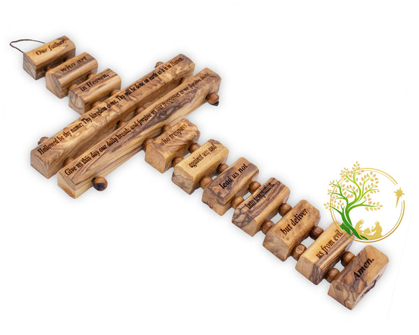 Our Father's prayer cross | Olive wood religious wall hanging God's prayer | Our Father's prayer engraved on wooden cross