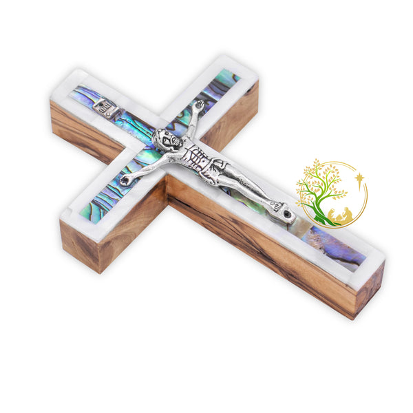 Elegant Mother of Pearl Crucifix for wall | Holy Land Crucifix decorative wall cross | Religious Gift