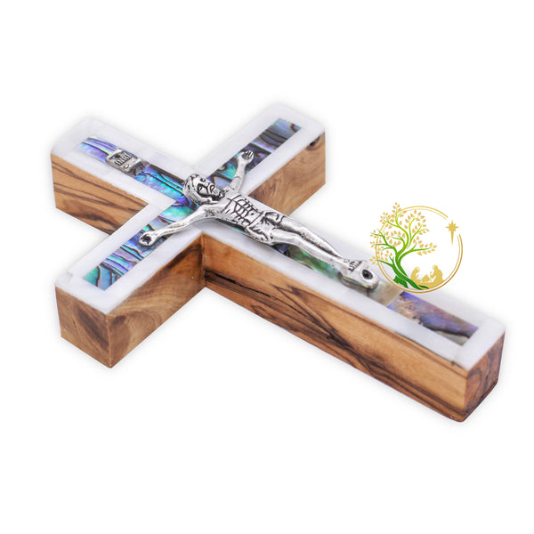 Elegant Mother of Pearl Crucifix for wall | Holy Land Crucifix decorative wall cross | Religious Gift