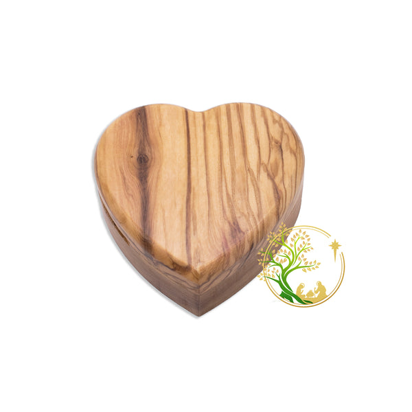 Heart box Olive wood Jewelry / Rosary Box made in the Holy Land. Wooden box Baptism, Confirmation, First communion | Trinket Keepsake box