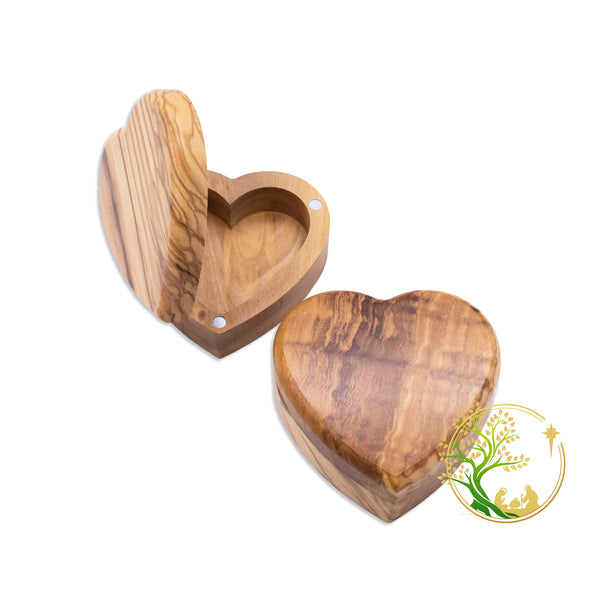 Heart box Olive wood Jewelry / Rosary Box made in the Holy Land. Wooden box Baptism, Confirmation, First communion | Trinket Keepsake box