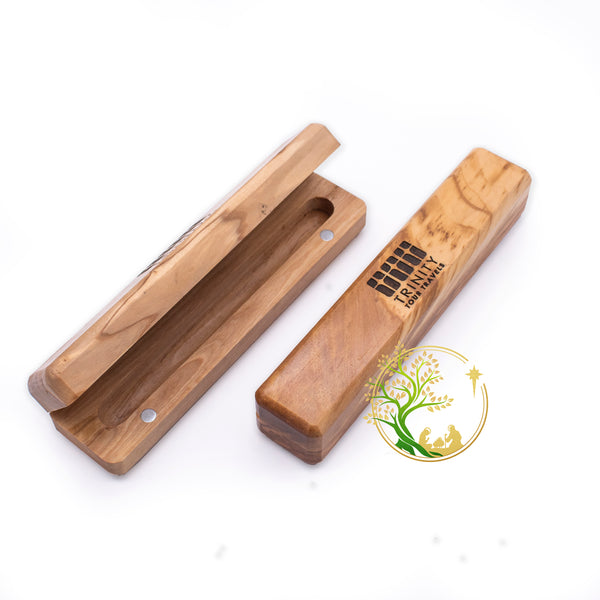 Personalized wooden pen box | Customized Olive Wood pen case | Engraved pen box gift for Dad