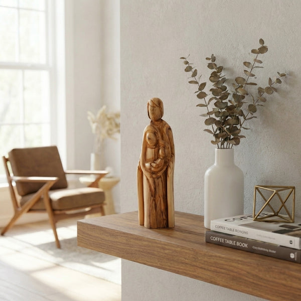 Holy Family figurine of Mary Joseph & baby Jesus | Holy Land Olive wood Family Statue| Religious Christmas home décor