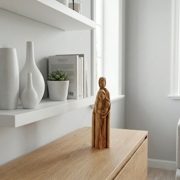 Holy Family figurine of Mary Joseph & baby Jesus | Holy Land Olive wood Family Statue| Religious Christmas home décor