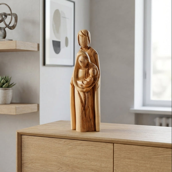 Holy Family figurine of Mary Joseph & baby Jesus | Holy Land Olive wood Family Statue| Religious Christmas home décor