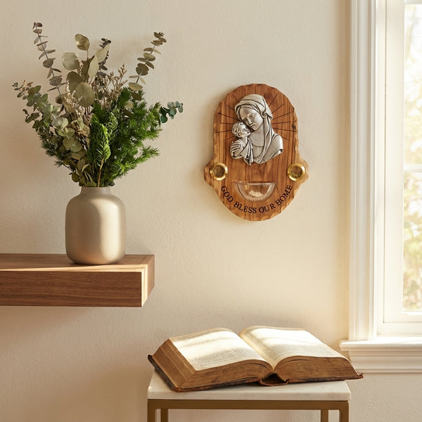 Holy Water Font for wall | Holy Family plaque | Sacred Catholic Holy Water Vessel from The Holy Land
