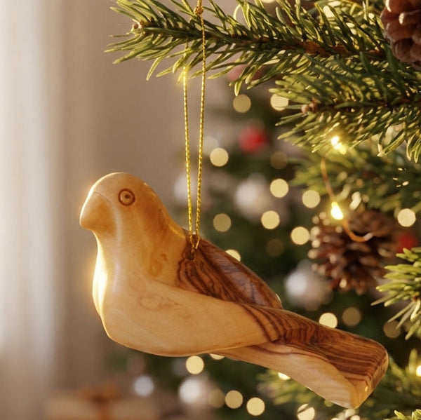 Olive wood Dove ornament from the Holy Land| Wooden Dove Christmas Tree Ornament | Bird statue ornament| 3d Dove Tree Decor | Peace on Earth
