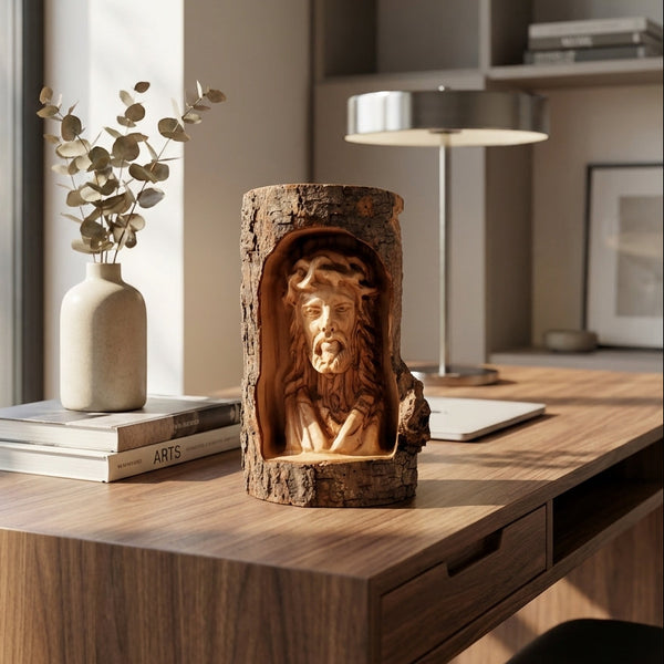 Hand-Carved Olive Wood Jesus Statue from the Holy Land | Exquisite Faith-Inspired Art | Perfect Gift for Home Décor &  A Timeless Treasure