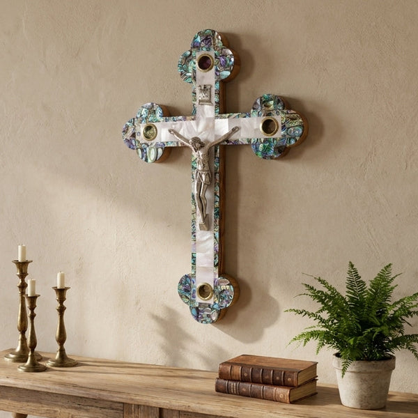 Wall hanging Cross made from olive wood - handmade wooden Jesus crucifix. Perfect home wall decor /gift for all religious occasions- Wedding