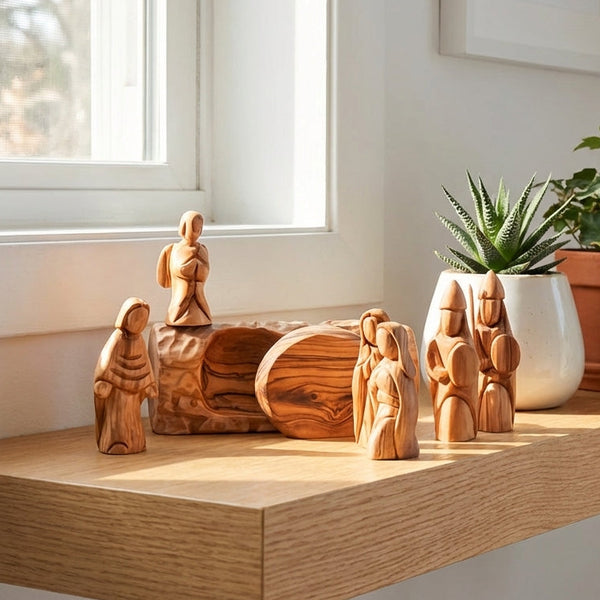 He Is Risen Easter Scene | Empty Tomb Christian Decor | Resurrection Cross | Handmade Olive Wood from the Holy Land | Easter Religious Art
