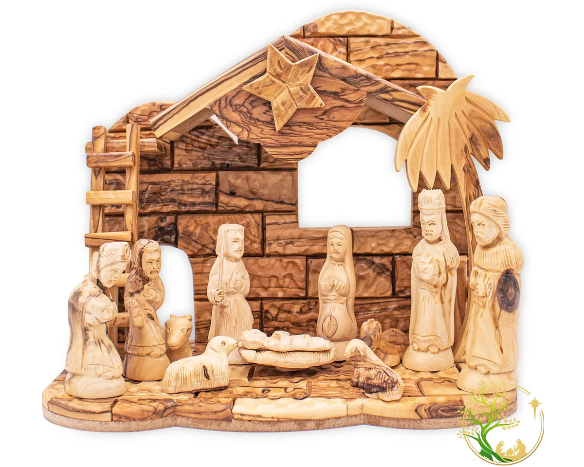 Large Nativity set from the Holy Land | Olive Wood Christmas manger Na