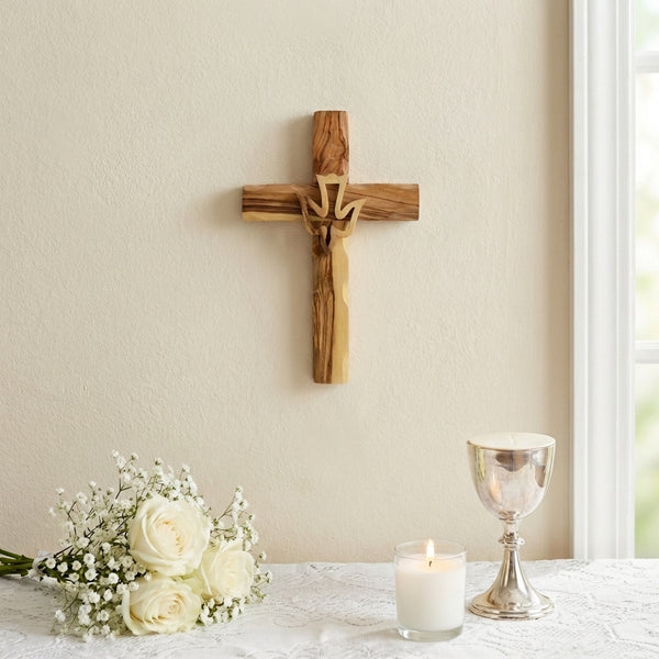 Holy Spirit Cross | Personalized Cross for Christening, confirmation or first communion | Wall cross with dove