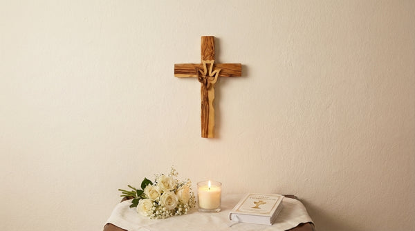 Holy Spirit Cross | Personalized Cross for Christening, confirmation or first communion | Wall cross with dove