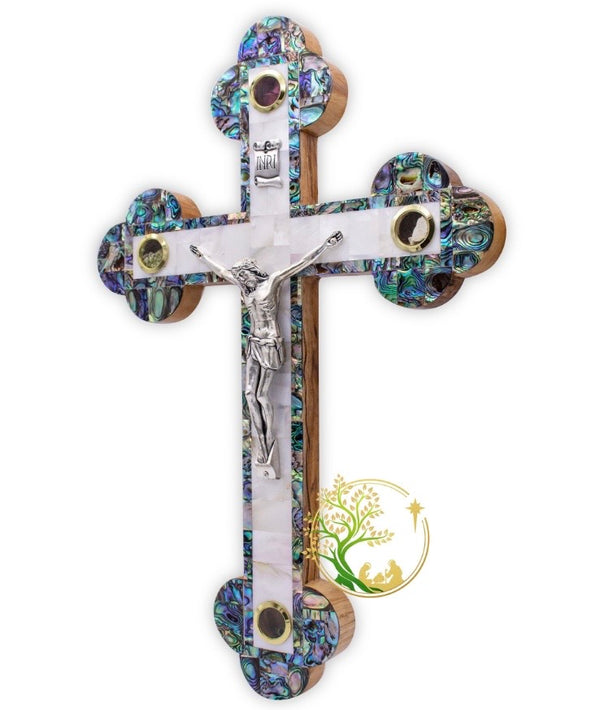 Wall hanging Cross made from olive wood - handmade wooden Jesus crucifix. Perfect home wall decor /gift for all religious occasions- Wedding