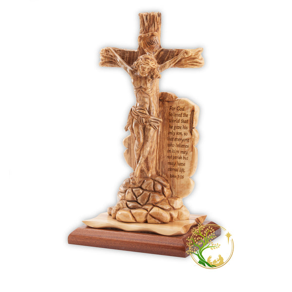 Jesus Statue | Christ on the cross | olive wood figurine of Jesus | religious statue of Our Lord Jesus Christ