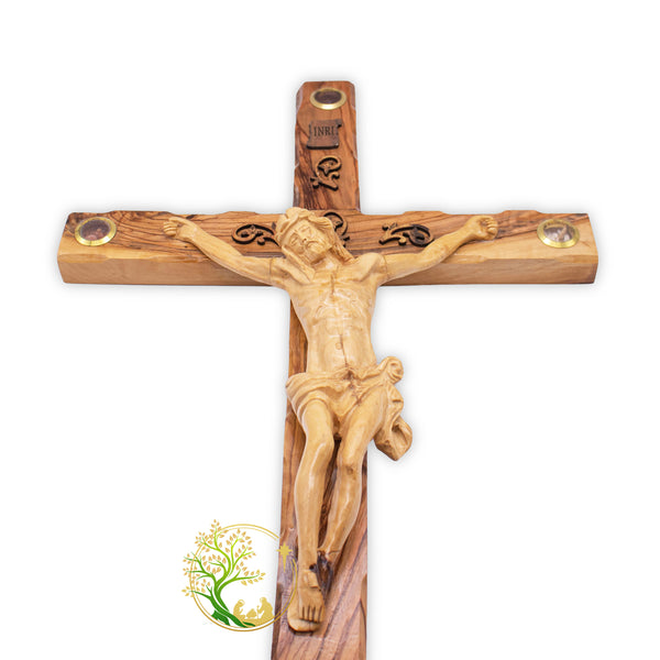 Large wall hanging decorative crucifix | Holy Land Olive wood wall cross | housewarming or weddings religious gift