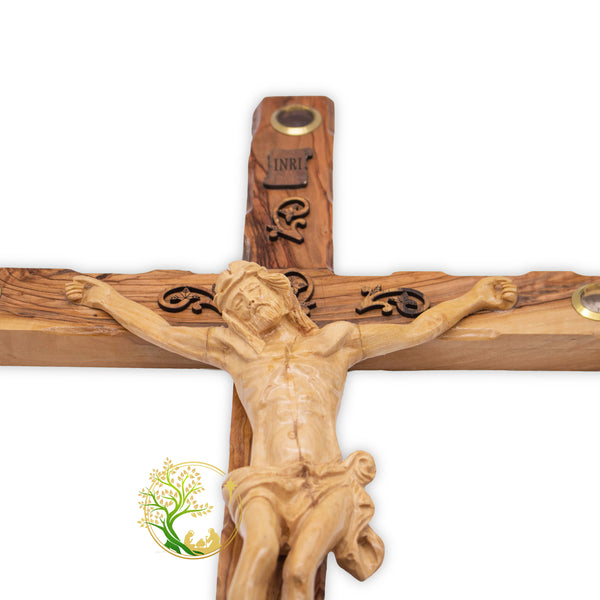 Large wall hanging decorative crucifix | Holy Land Olive wood wall cross | housewarming or weddings religious gift