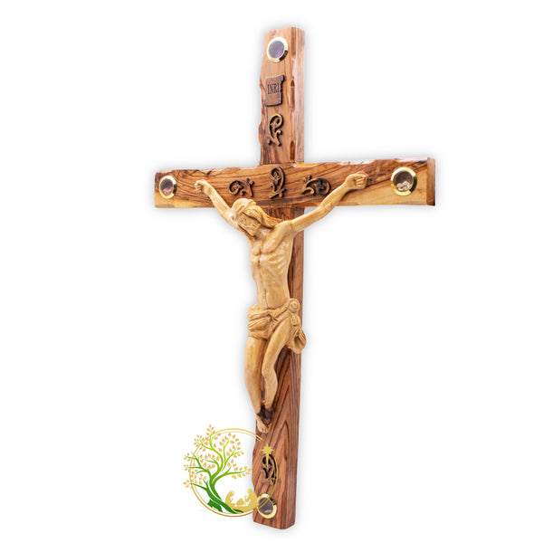 Large wall hanging decorative crucifix | Holy Land Olive wood wall cross | housewarming or weddings religious gift