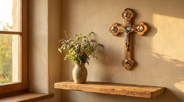 Olive Wood Catholic Crucifix | Wooden wall cross from the Holy Land | Christmas religious home décor