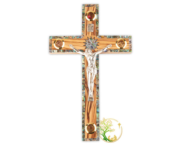 Mother of Pearl Wall Crucifix | Catholic Crucifix for wall | Christian Wall Cross décor | religious gift