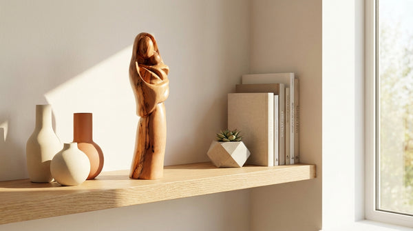 Hand-Carved Olive Wood Statue of Mother Mary Holding Baby Jesus | Authentic Holy Land Art | Meaningful Christian Decor