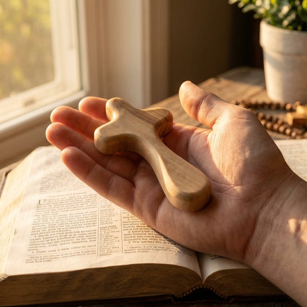 (25) Handheld comfort crosses | Olive wood palm cross