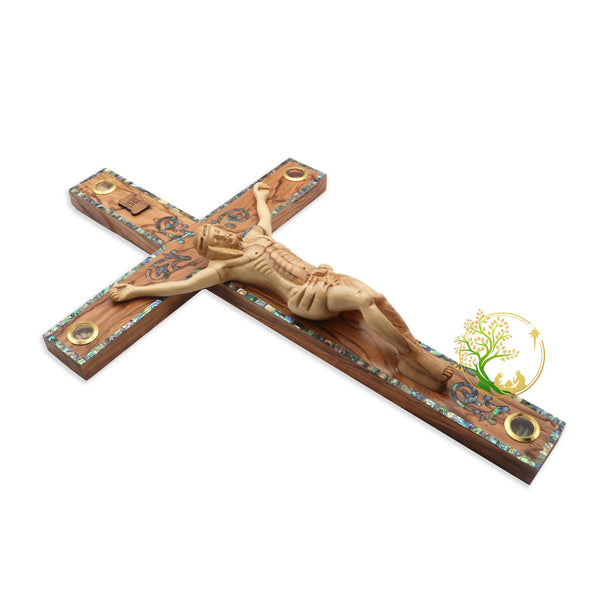 Wall hanging Large decorative crucifix | Olive wood wall cross from the Holy Land | housewarming or weddings religious gift