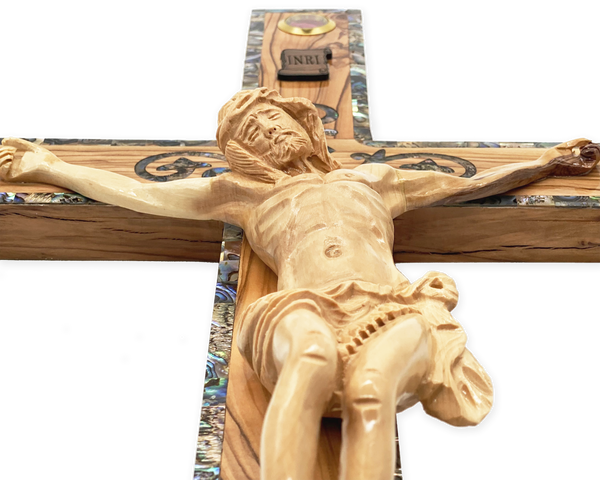 Wall hanging Large decorative crucifix | Olive wood wall cross from the Holy Land | housewarming or weddings religious gift