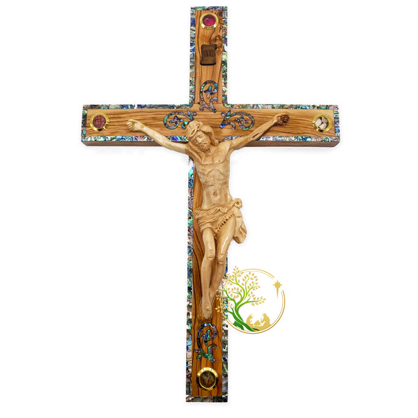 Wall hanging Large decorative crucifix | Olive wood wall cross from the Holy Land | housewarming or weddings religious gift