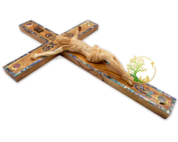Wall hanging Large decorative crucifix | Olive wood wall cross from the Holy Land | housewarming or weddings religious gift
