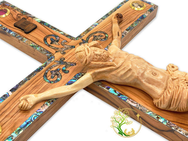 Wall hanging Large decorative crucifix | Olive wood wall cross from the Holy Land | housewarming or weddings religious gift