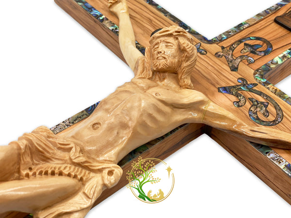Wall hanging Large decorative crucifix | Olive wood wall cross from the Holy Land | housewarming or weddings religious gift