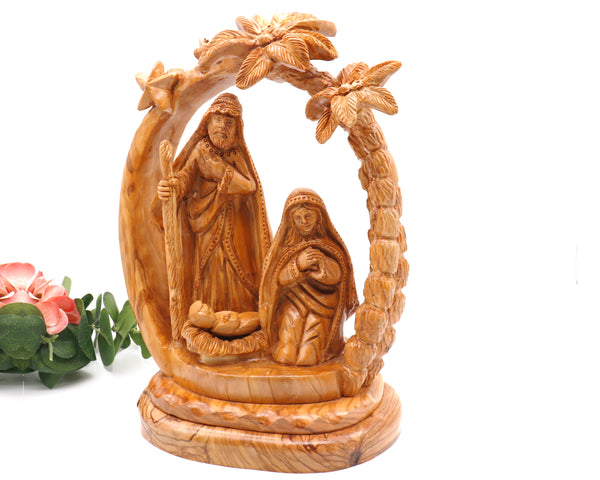 Holy Land's Finest Hand-Carved Olive Wood Holy Family Statue with Removable Baby Jesus A Divine Christmas Nativity Scene Set |religious gift