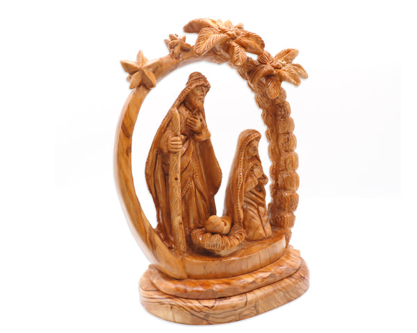 Holy Land's Finest Hand-Carved Olive Wood Holy Family Statue with Removable Baby Jesus A Divine Christmas Nativity Scene Set |religious gift