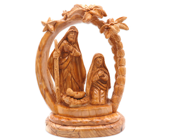 Holy Land's Finest Hand-Carved Olive Wood Holy Family Statue with Removable Baby Jesus A Divine Christmas Nativity Scene Set |religious gift