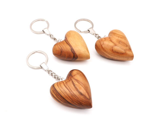 Custom engraved Olive wood wood Heart Keychain | Personalized Wooden Heart keyring gift for Her, Friend, Family, Loved ones| Heart keepsake