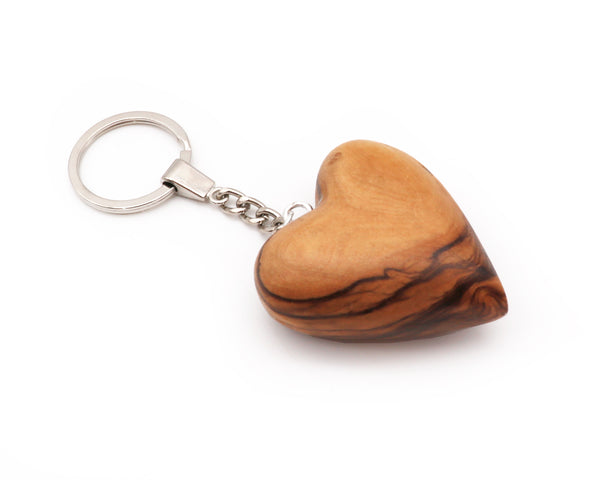 Custom engraved Olive wood wood Heart Keychain | Personalized Wooden Heart keyring gift for Her, Friend, Family, Loved ones| Heart keepsake