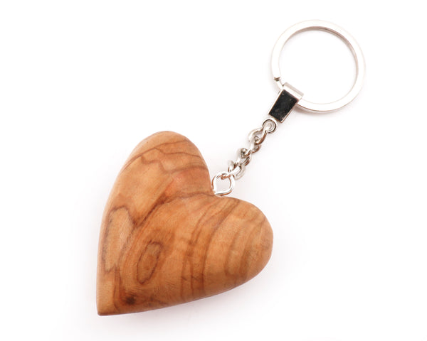 Custom engraved Olive wood wood Heart Keychain | Personalized Wooden Heart keyring gift for Her, Friend, Family, Loved ones| Heart keepsake