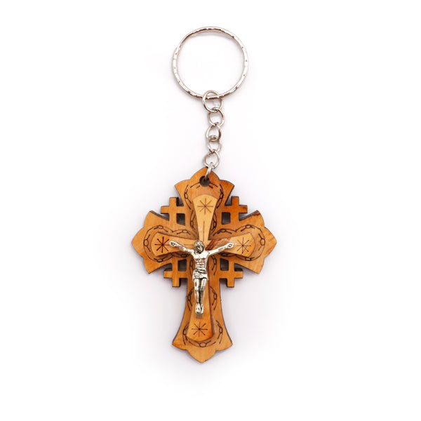 Cross Keychain made of olive wood | Crucifix Keychain gift| Catholic Religious cross keychain from the Holy Land| Christian Christmas gift