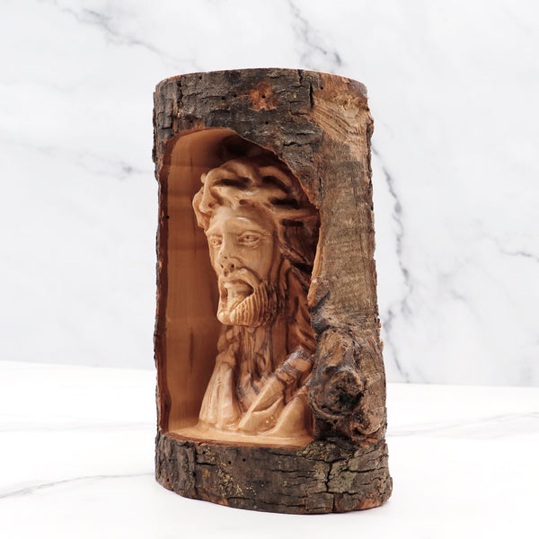 Hand-Carved Olive Wood Jesus Statue from the Holy Land | Exquisite Faith-Inspired Art | Perfect Gift for Home Décor &  A Timeless Treasure