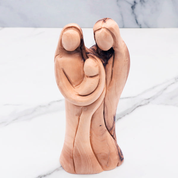 Handmade Olive Wood Holy Family Statue | Unique Christian Figurine from the Holy Land | Sacred Home Decor | Perfect Religious Gift for Faith