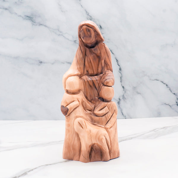 Handmade Olive Wood Statue of our Lord Jesus Christ and the children| Let the children come to me | Jesus statue for nursery or kids room