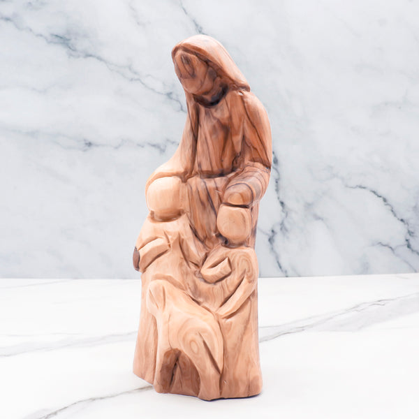 Handmade Olive Wood Statue of our Lord Jesus Christ and the children| Let the children come to me | Jesus statue for nursery or kids room