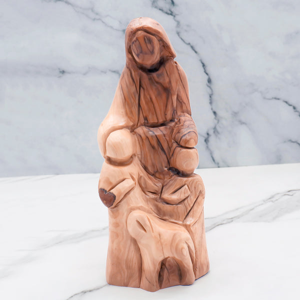 Handmade Olive Wood Statue of our Lord Jesus Christ and the children| Let the children come to me | Jesus statue for nursery or kids room