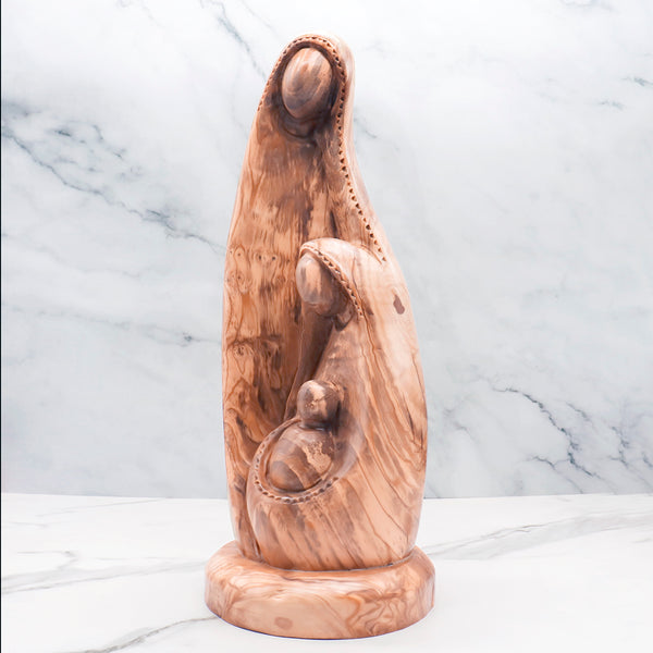 Handmade Olive Wood Holy Family Statue | Unique Christian Home Decor | Holy Land Religious Figurine | Ideal Gift for Faith & Devotion