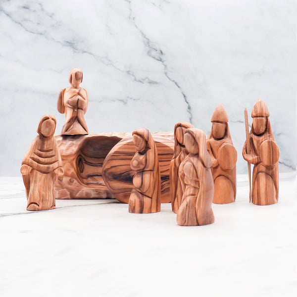 He Is Risen Easter Scene | Empty Tomb Christian Decor | Resurrection Cross | Handmade Olive Wood from the Holy Land | Easter Religious Art